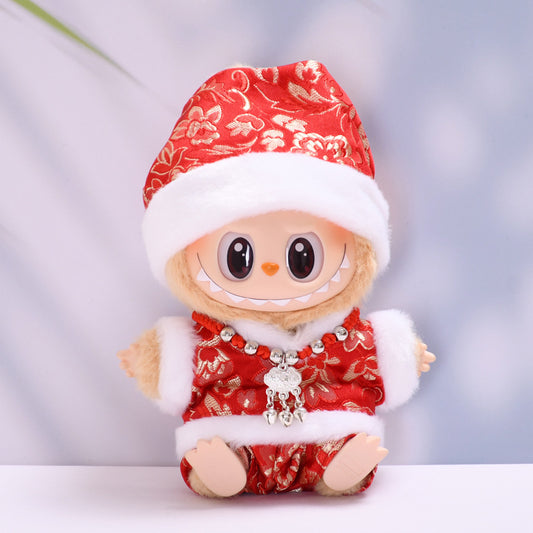 Labubu New Year Peace Lock Tang Suit Outfit for 2nd Gen Pendant Doll