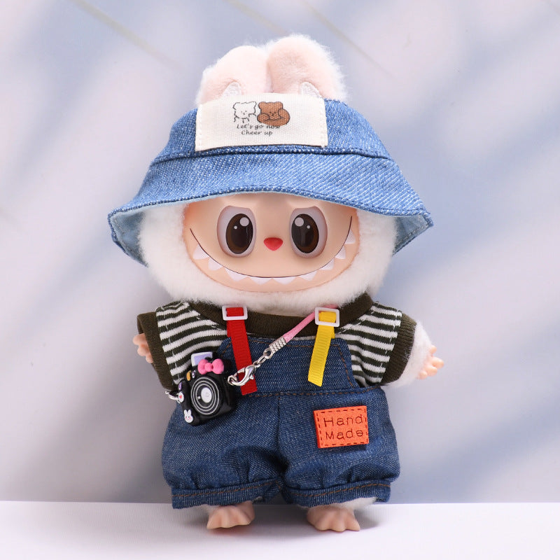 Only baby clothes] one, two and three generations of pendants labubu clothes Denim pants striped T labubu baby clothes