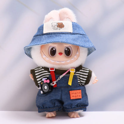Only baby clothes] one, two and three generations of pendants labubu clothes Denim pants striped T labubu baby clothes