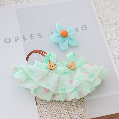 Generation II Blind Box Labubu Hanging Clothes Rab Cloth Sit Party Clothes Doll Summer Straw Hat Skirt