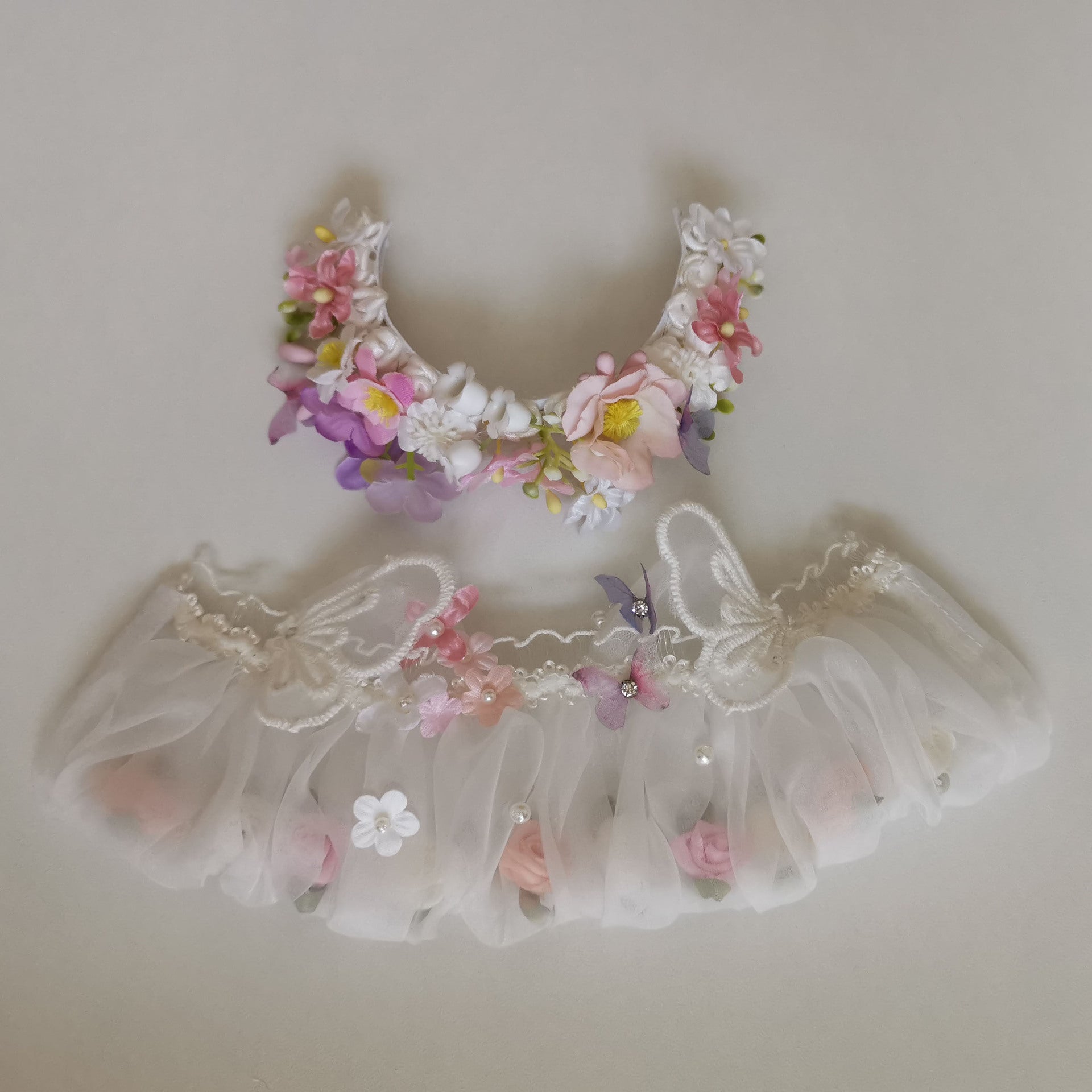 Labubu Doll Flower Fairy Skirt & Hairpin Outfit for 17cm Doll