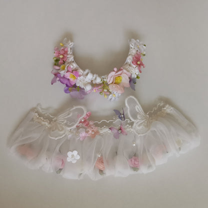 Labubu Doll Flower Fairy Skirt & Hairpin Outfit for 17cm Doll