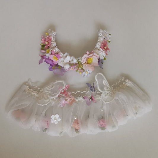 Labubu Doll Flower Fairy Skirt & Hairpin Outfit for 17cm Doll
