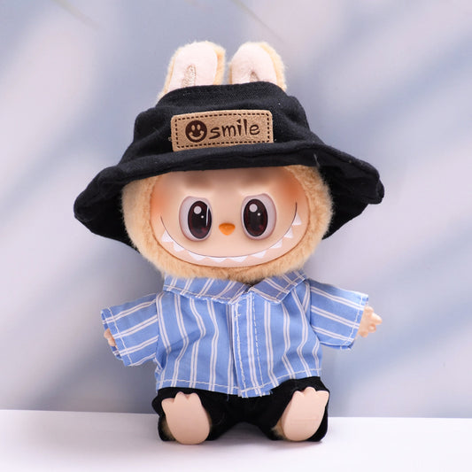 Clothing Only] First and Second Generation Labubu Pendant Clothing Denim Stripesd Shirt Suit Labubu Doll Clothing Replacement