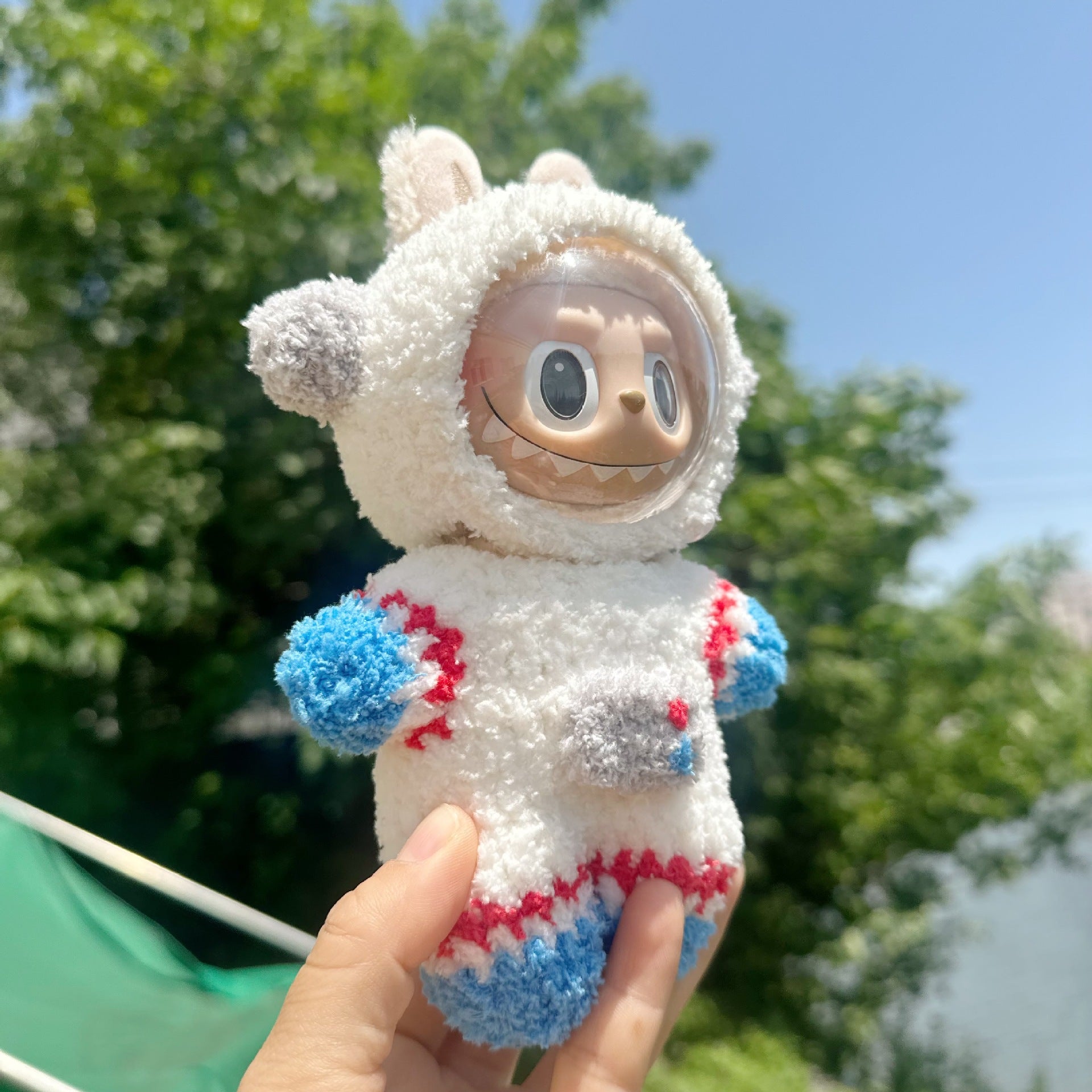 Only clothes] 17CM blind box cloth clothes pink small fragrant wind suit key chain LABUBU for blue skirt