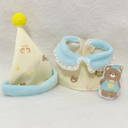 Labubu Doll Pajama Set - Nightcap & Rabbit Ears Style (Blue & Pink)