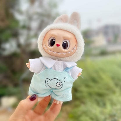 Baby Clothes] First, Second and Third Generation Labubu Vinyl Blind Box Pendant Puppy Overalls Shirt Suit Cute