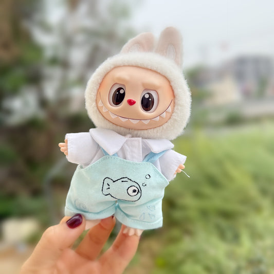 Baby Clothes] First, Second and Third Generation Labubu Vinyl Blind Box Pendant Puppy Overalls Shirt Suit Cute