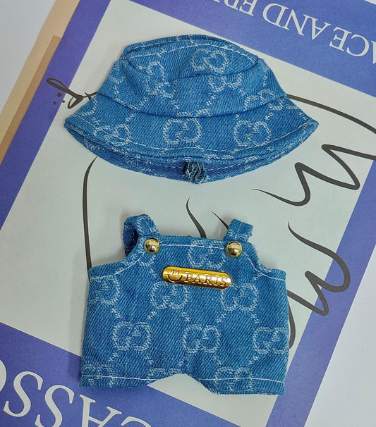 Labubu Doll Denim Overalls & Skirt Suit for 17cm Vinyl Doll