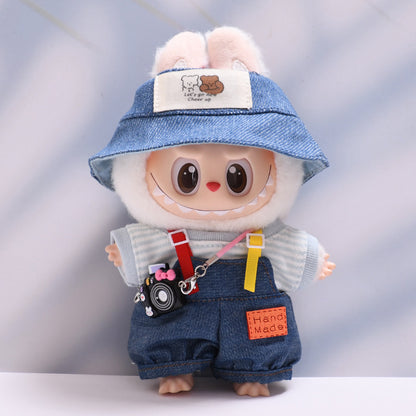Only baby clothes] one, two and three generations of pendants labubu clothes Denim pants striped T labubu baby clothes