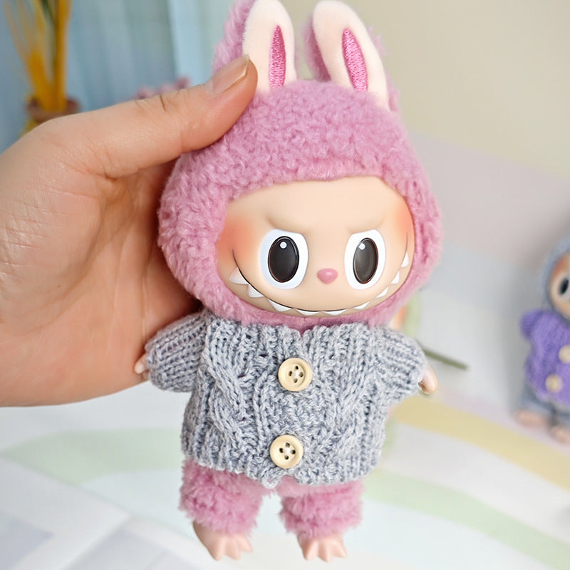 Sweater suitable for pulling cloth pendant clothes for knitted sweater 17cm labubu pendant doll clothes replacement