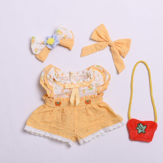 Labubu Doll Summer Yellow Skirt Suit for 38cm Vinyl Doll
