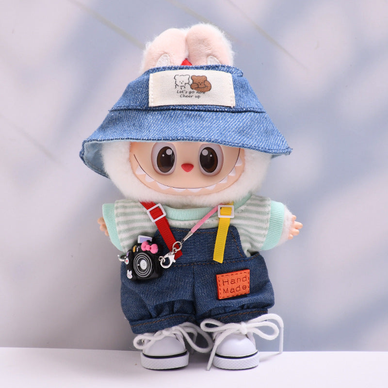 Only baby clothes] one, two and three generations of pendants labubu clothes Denim pants striped T labubu baby clothes