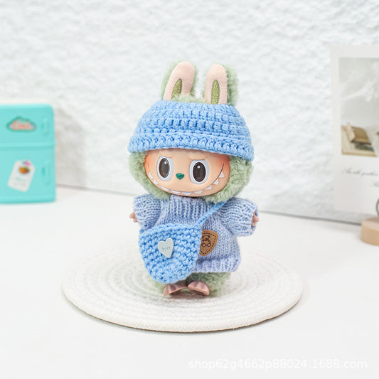 Labubu Baby Clothes First, Second, and Third Generation Rubber Blind Box Pendant Universal Wear Labubu Clothes Baby Bottle Bib Pants Set Cute