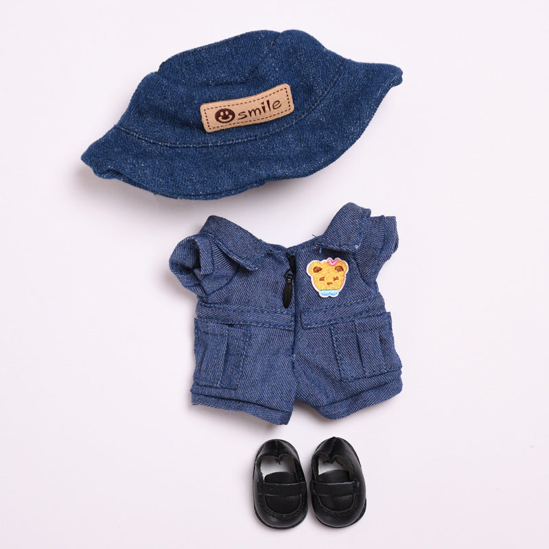 Labubu Doll Denim Jumpsuit Outfit for 17cm Pendant Doll