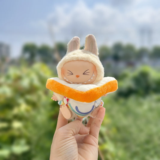 Clothes Only] Second Generation Blind Box Rab Cloth Clothes Pendant LABUBU Sit Party Doll Chicken Leg Toast Diaper