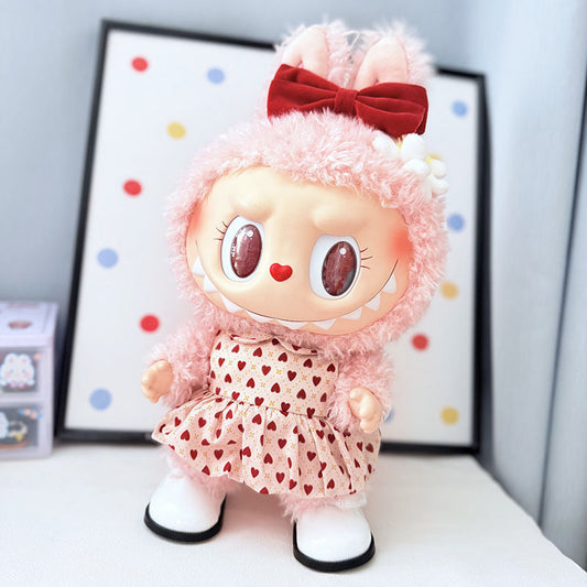 Labubu 38cm Doll Dress - Sweet Heart Outfit & Accessories