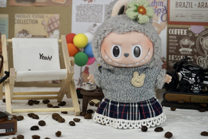 Labubu 17cm Doll Clothes Set - Heart Macaron Outfit