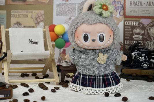 Labubu 17cm Doll Clothes Set - Heart Macaron Outfit