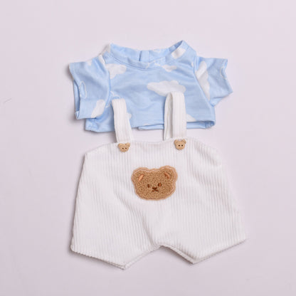 38cm Labubu Doll Bear Overalls Outfit & Shoes Set