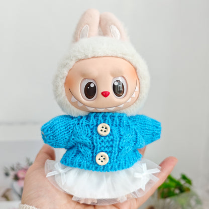 Labubu Doll Outfit - 17cm Sweater, Skirt & Accessories Set
