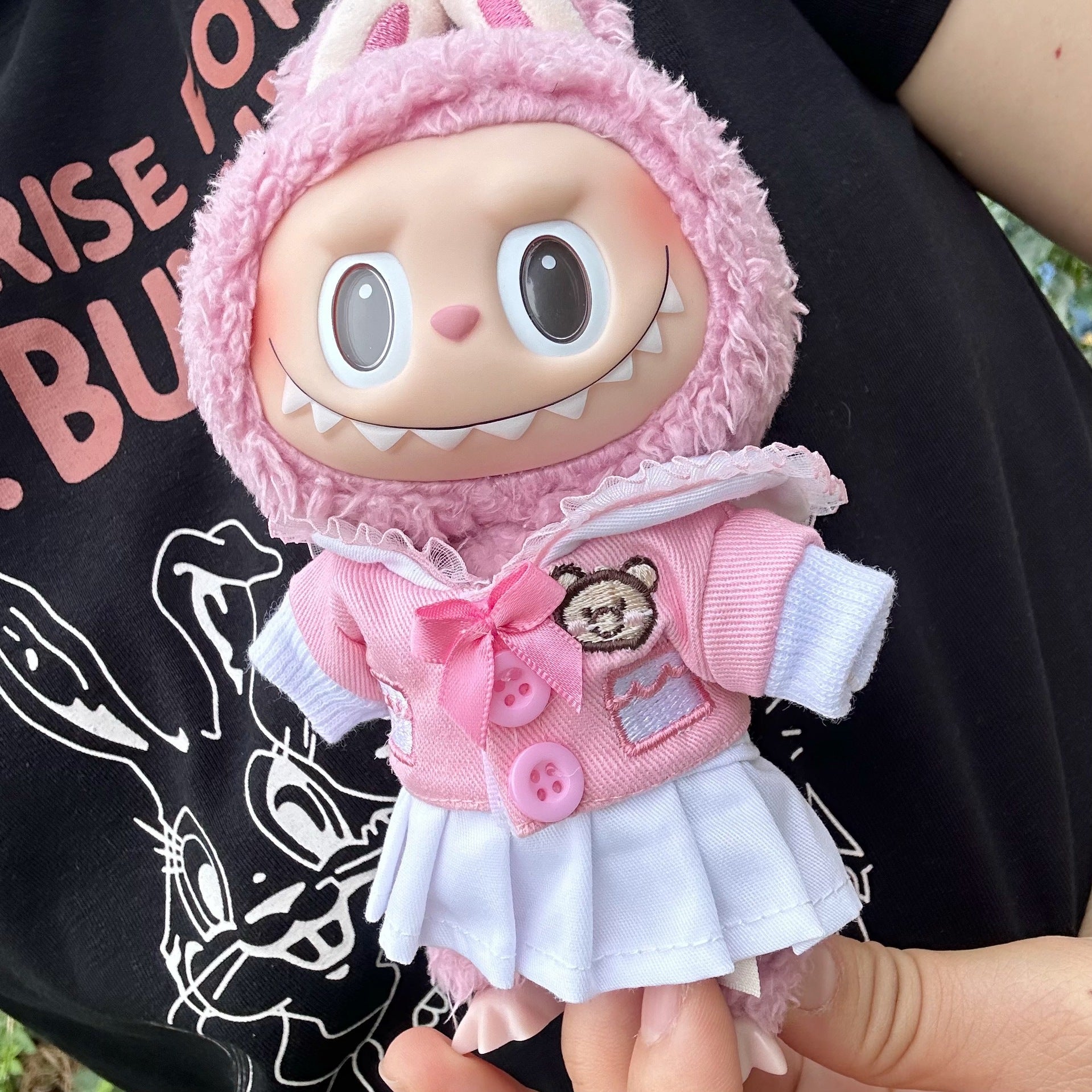 Only clothes] bubble Mart blind box pull cloth clothes student skirt suit 17CM key chain LABUBU