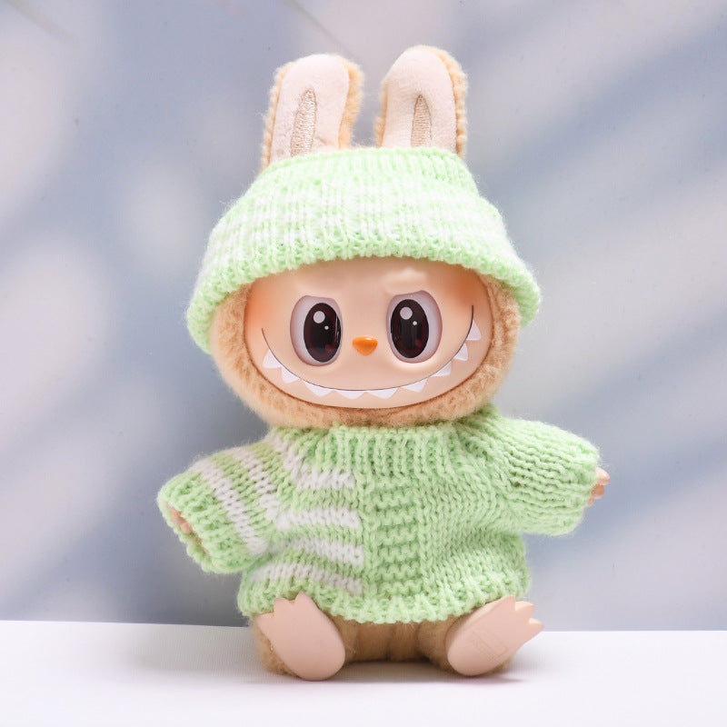 Labubu Doll Striped Sweater & Hat Outfit for 1st & 2nd Gen Pendants