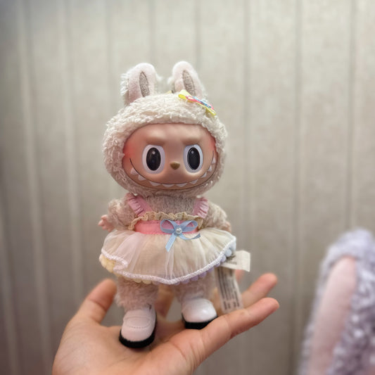 Only clothes] key chain cloth cloth clothes spring bow suit 17CM blind box LABUBU sweet gauze skirt