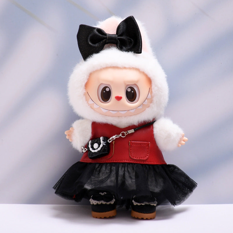 Only baby clothes] one or two generation pendant labubu clothes red leather clothes black gauze skirt suit cloth baby clothes