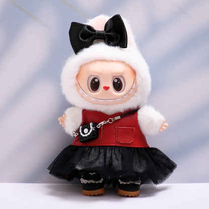 Only baby clothes] one or two generation pendant labubu clothes red leather clothes black gauze skirt suit cloth baby clothes