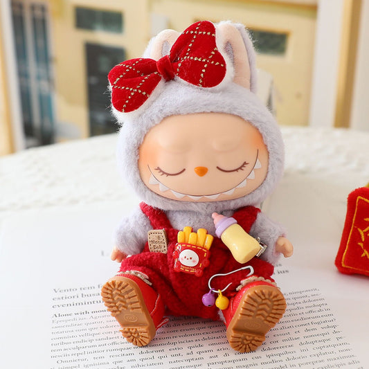 Labubu Labubu Baby Clothes Vinyl Blind Box Generation II Cute Red Baby Bottle Strappy Pants Clothes suit Shoes