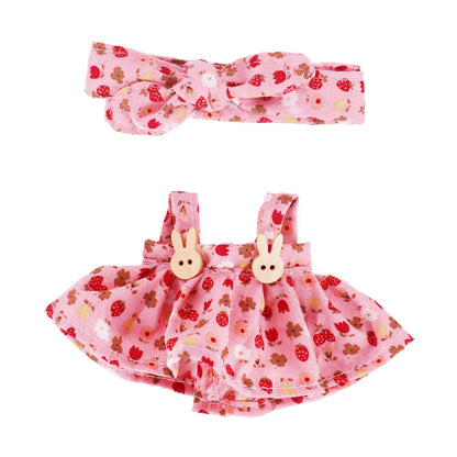 Labubu 17cm Doll Overalls & Headband Set - Floral Print