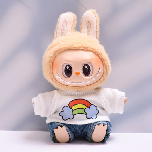 Only baby clothes] one or two generation pendant labubu clothes rainbow white T jeans suit suit labubu baby clothes