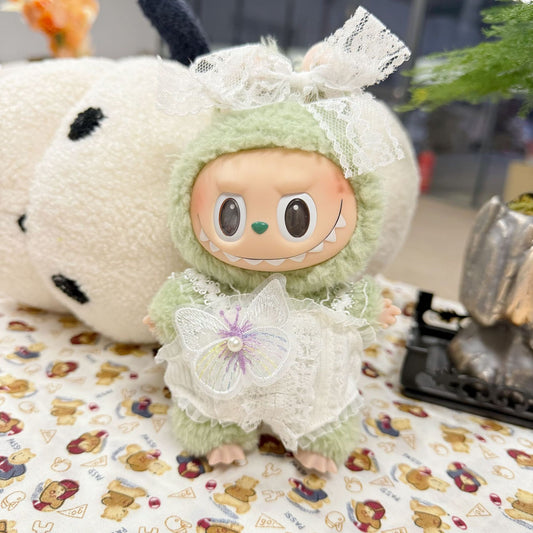 The first and second generation of LABUBU clothes key chain pull cloth sit party baby clothes butterfly fairy suit blind box