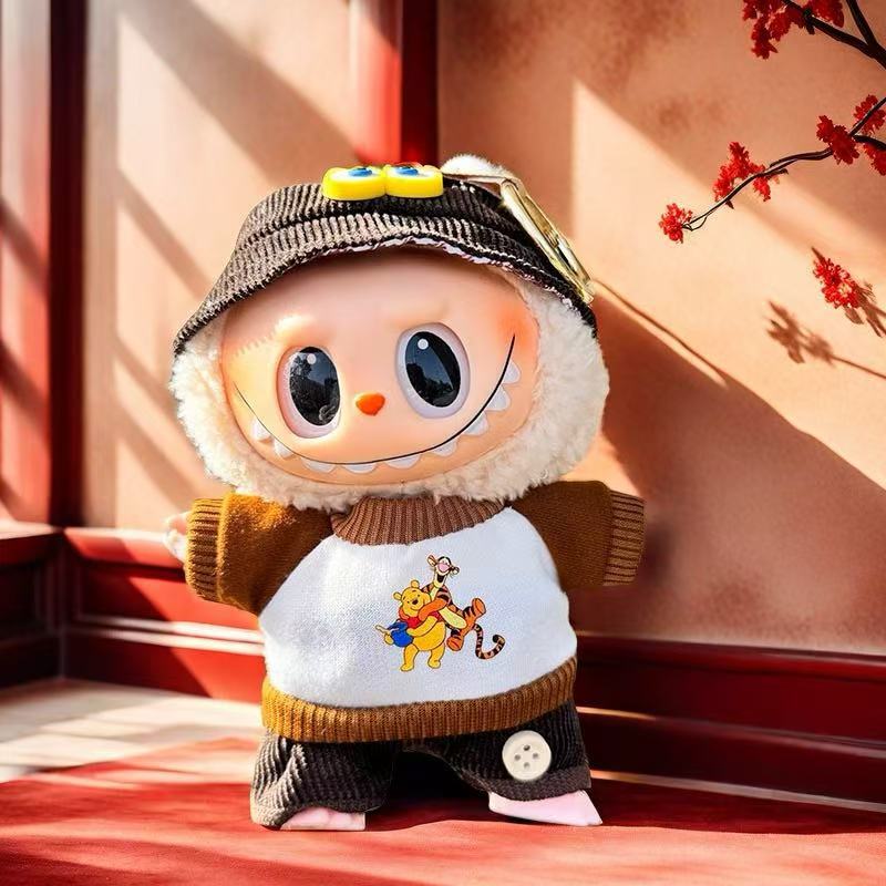 Wholesale labubu labubo doll clothes 17cm blind box pendant one or two generation vinyl doll replacement clothes suit
