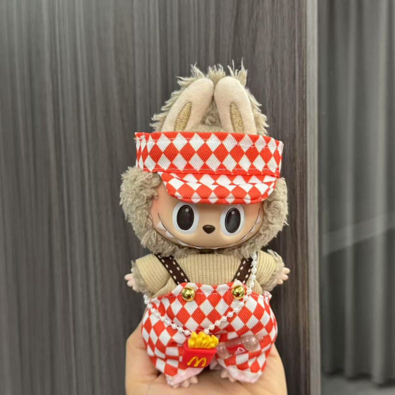 Rab cloth doll labubu17cm pendant one or two generations of vinyl plush doll suit accessories for clothes