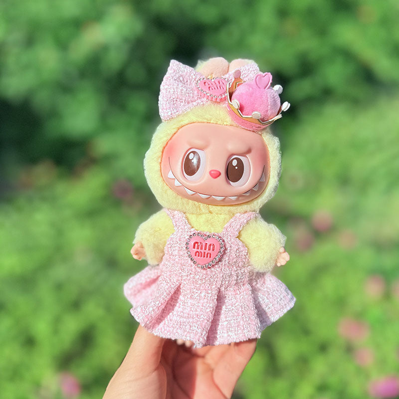 Labubu Doll Clothes - 17cm Cute Pink Cheongsam Outfit & Accessories