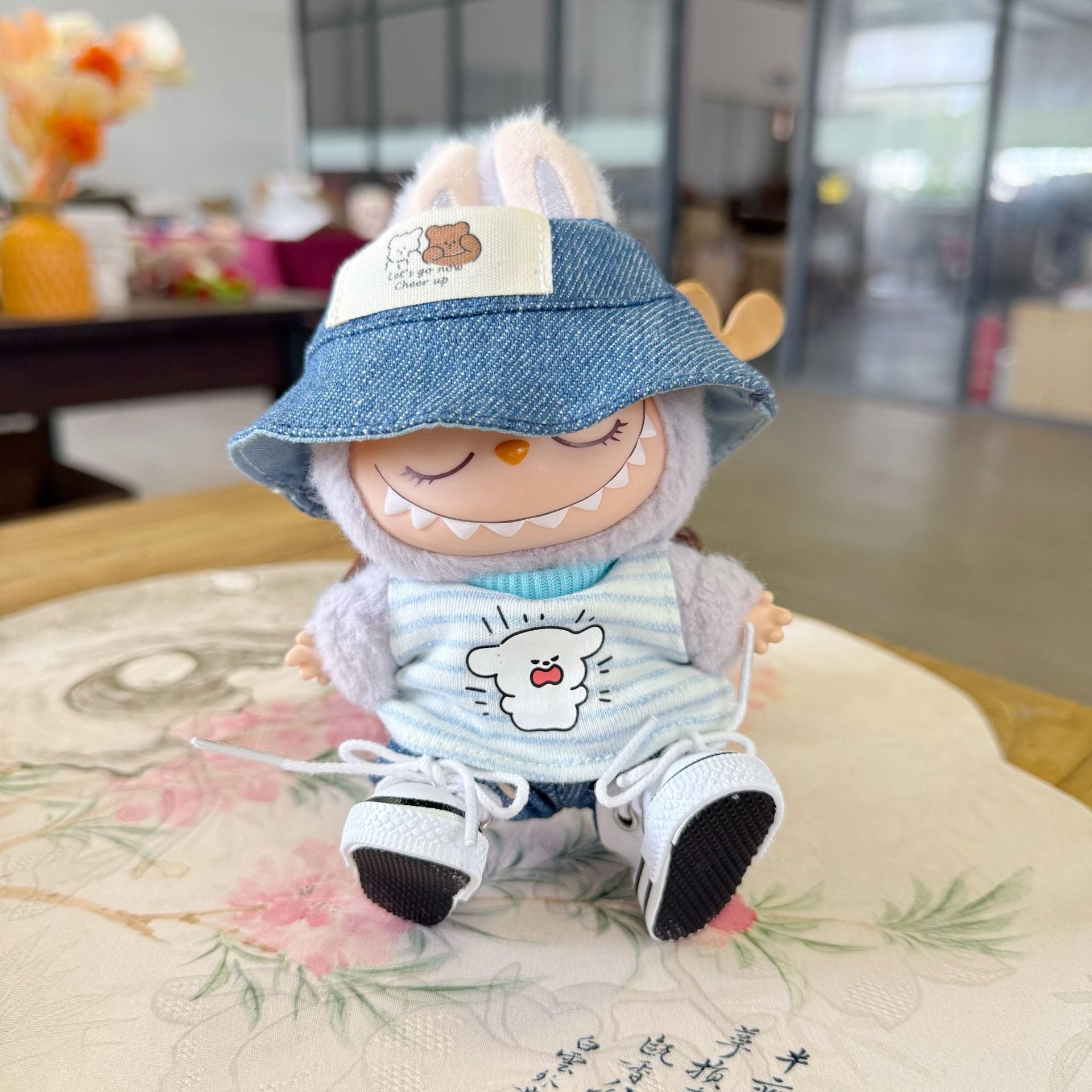 Clothes Only] Labubu Clothes First, Second and Third Generation Blind Box Labubu Replacement Cartoon Stripesd t Jeans Suit