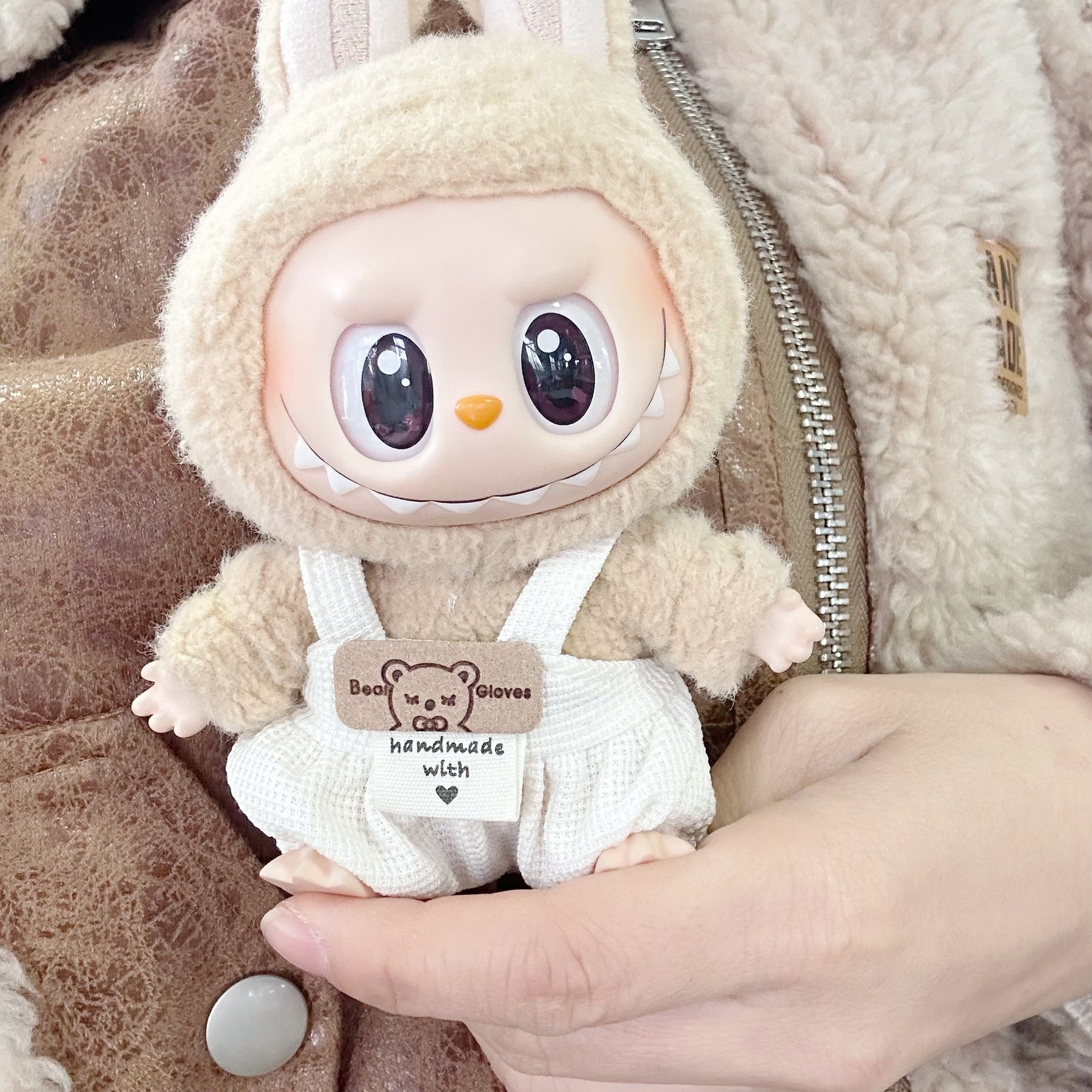 Clothes Only] One or Two Generation Blind Box Labu Doll Clothes LABUBU Pendant Strap Pants Waffled Bear Pants