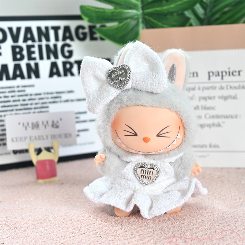 Clothes Only] 17cm First/Second Generation Labubu Doll Clothes Small Fragrant Macaron Labubu Vinyl Doll