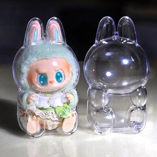 LABUBU Second Generation Sitting Party Transparent Protective Case Doll Dust-proof Case Protective Case Doll Clothes Wearing Bubble Mart