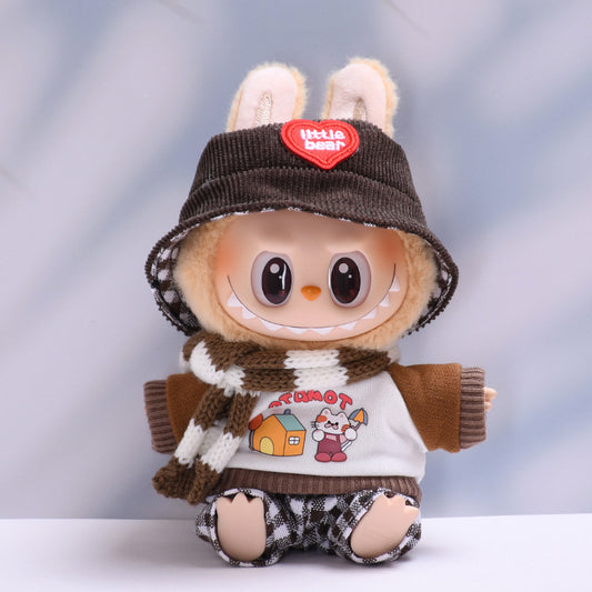 Only clothes] one or two generations of Labubu pendant clothes Xiao Mao brown cat scarf suit cloth cloth baby clothes