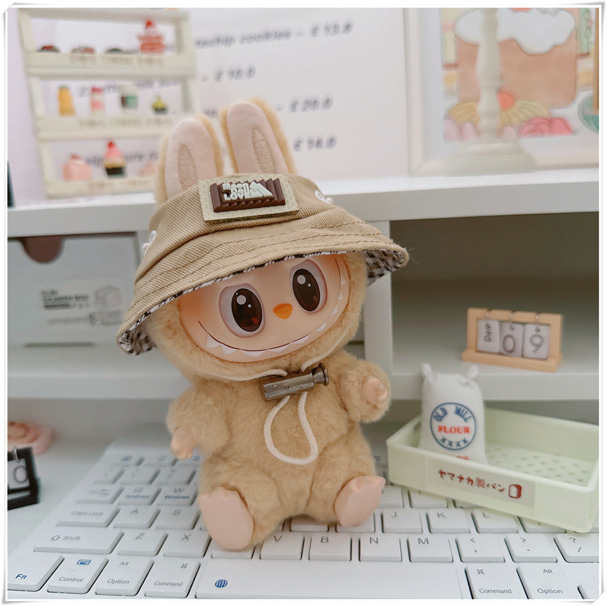 Labubu Doll Outfit - One Shoulder Cool Overalls & T-Shirt Set