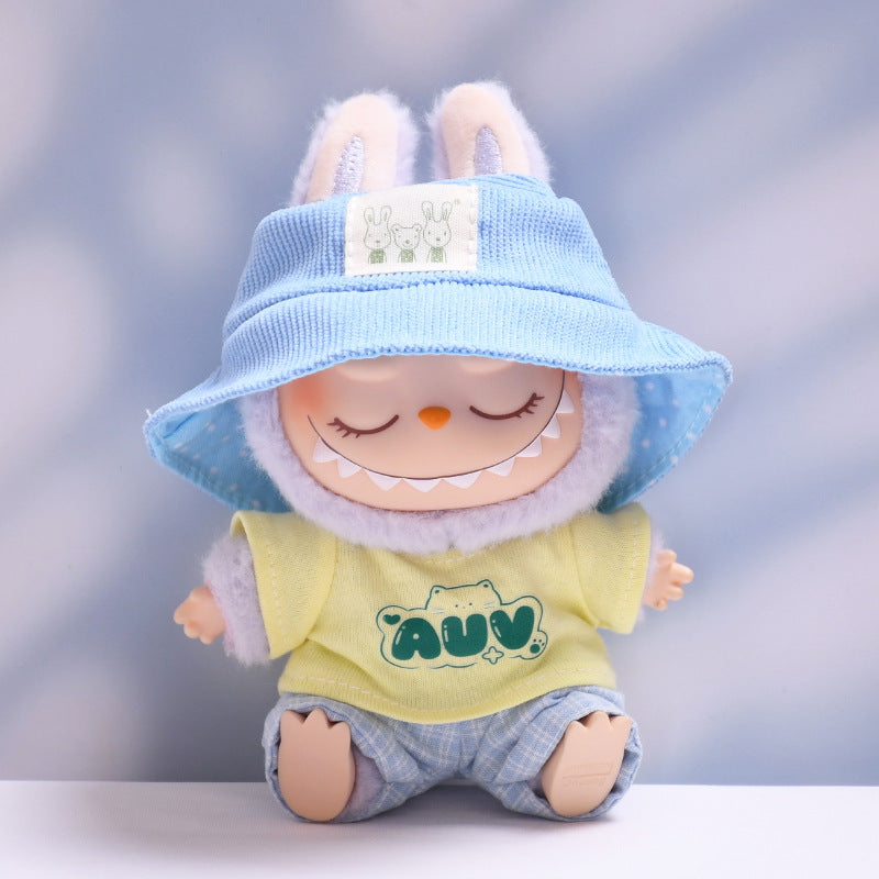 Only clothes] the first and second generation of cloth pendant plaid suspenders suit vinyl Labubu baby clothes