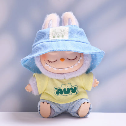Only clothes] the first and second generation of cloth pendant plaid suspenders suit vinyl Labubu baby clothes