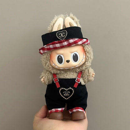 17cm Labubu Pendant Doll Vinyl Labubu Doll Can Wear suit for Plush Toy Clothes