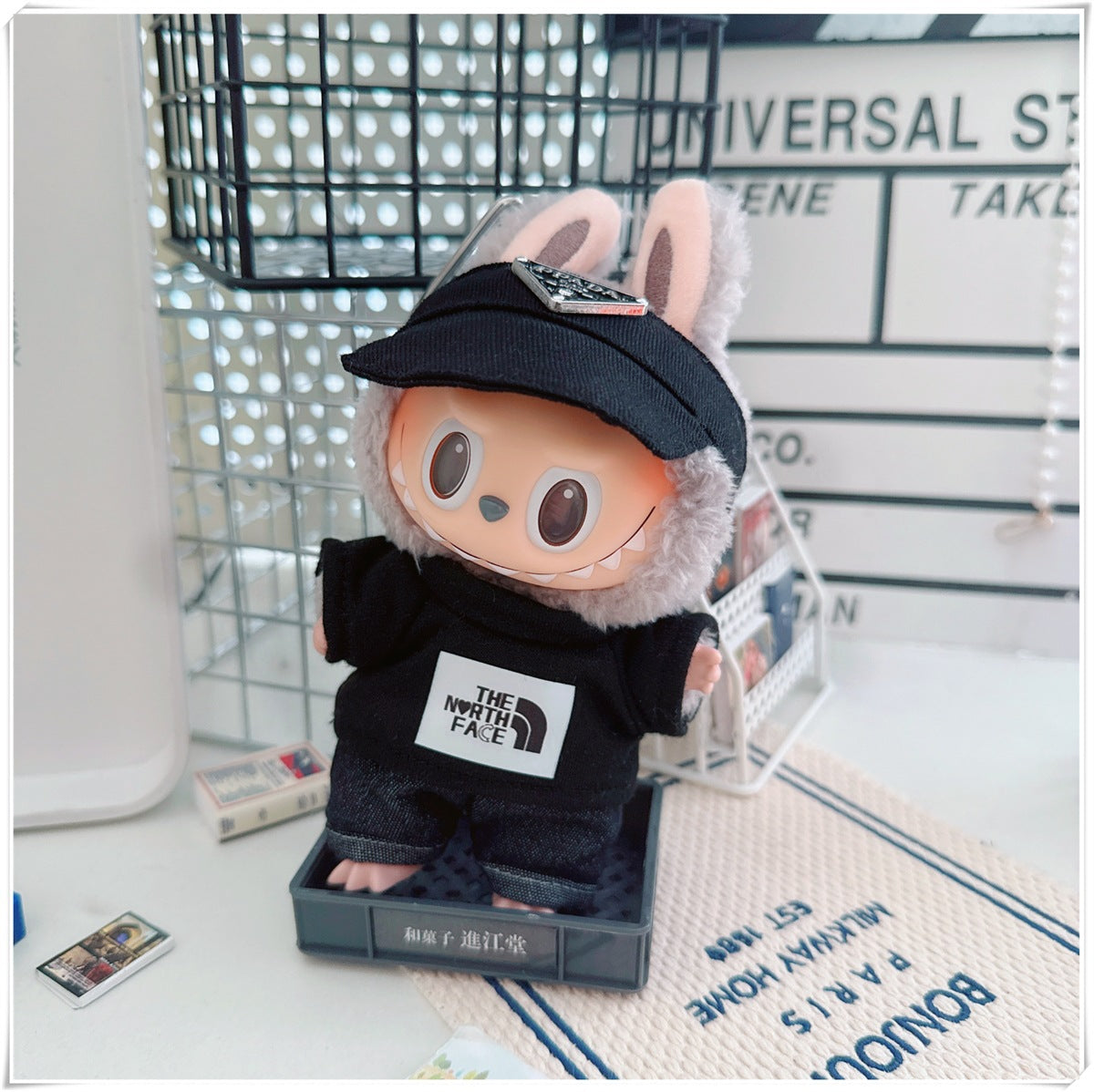 Labubu Doll Sportswear Outfit - T-Shirt, Denim Shorts & Accessories