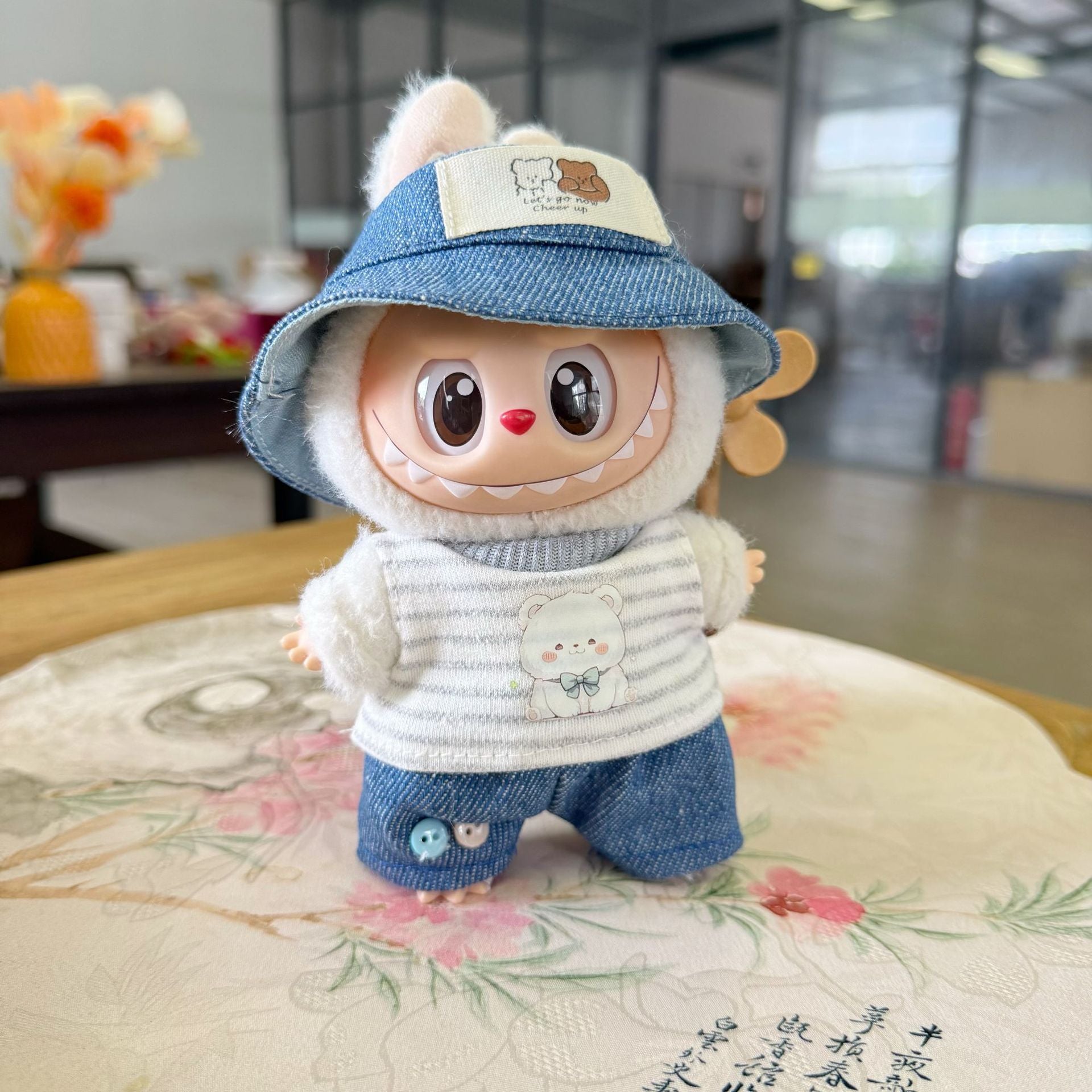 Clothes Only] Labubu Clothes First, Second and Third Generation Blind Box Labubu Replacement Cartoon Stripesd t Jeans Suit