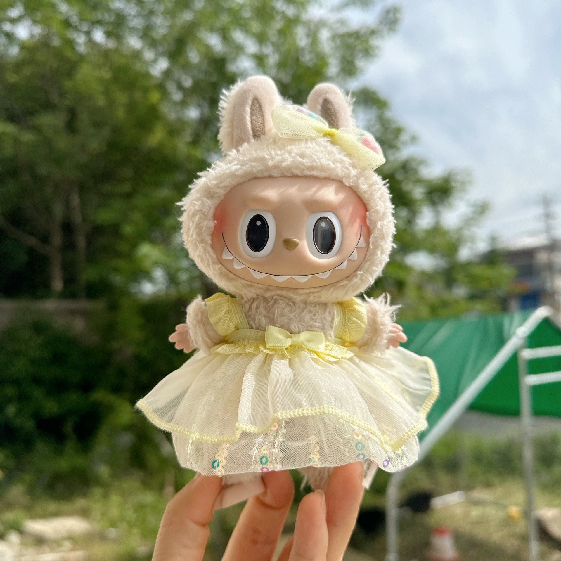 Only clothes] 17CM blind box cloth clothes pink small fragrant wind suit key chain LABUBU for blue skirt