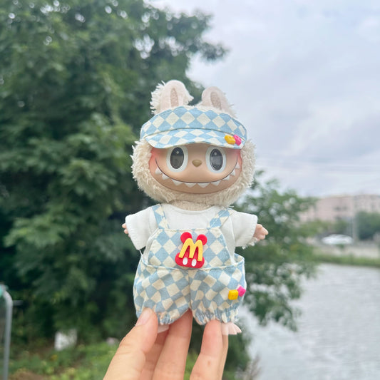 Only clothes] 17CM pendant cloth cloth clothes blind box LABUBU doll diamond lattice suspenders suit new product